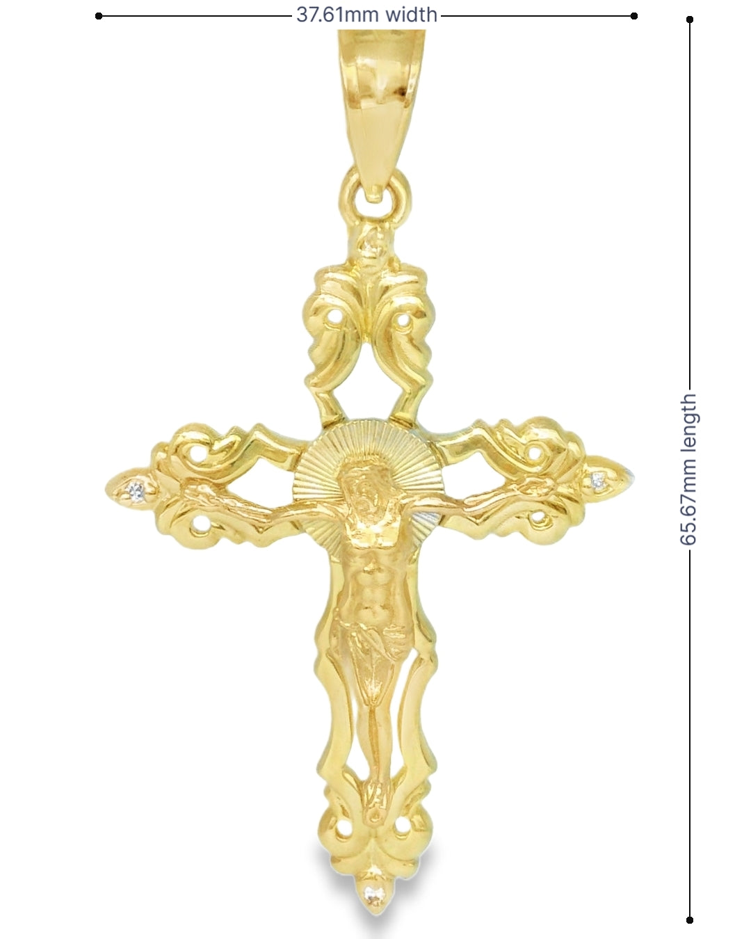 14K TRI COLOR GOLD JESUS CHRIST CROSS CZ FAMILY