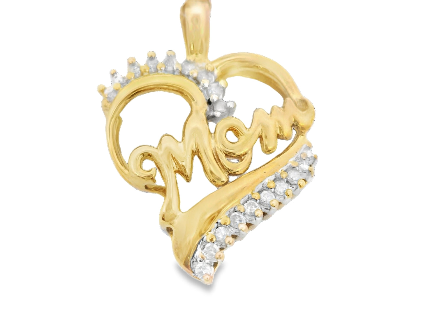 10K YELLOW GOLD SOLID DIAMOND MOM PENDANT