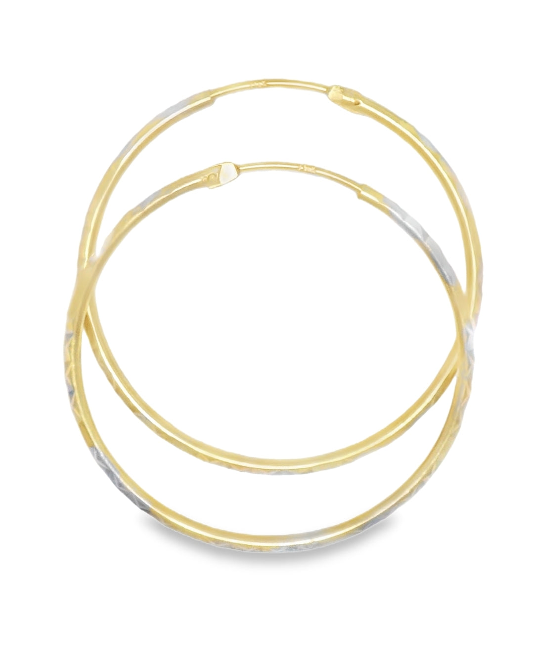 14K TRI COLOR GOLD MALAYSIAN CRYSTAL CUT 38.05MM LENGTH 38.73MM WIDTH