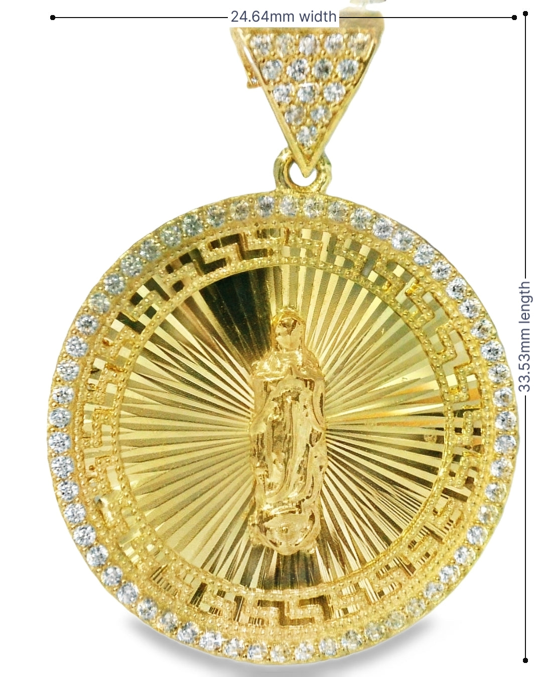14K YELLOW/PINK VIRGEN MARY ROUND CZ CHARM FAMILY