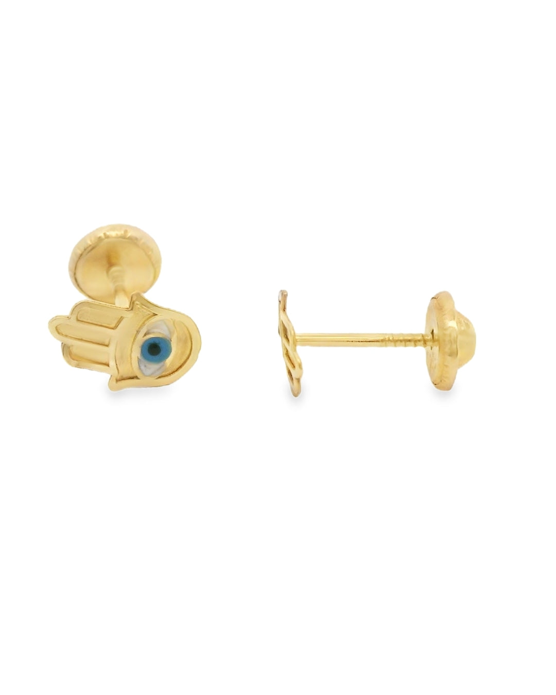 14K YELLOW GOLD EVIL EYE STUD EARRINGS