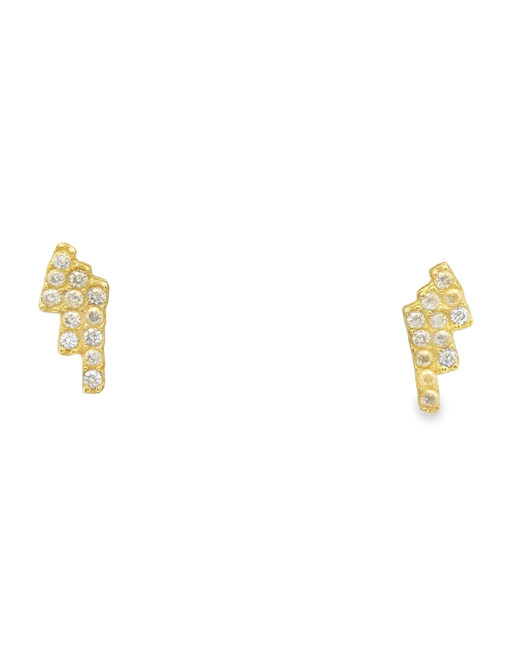 14K YELLOW GOLD STRIPES CZ STUD EARRINGS