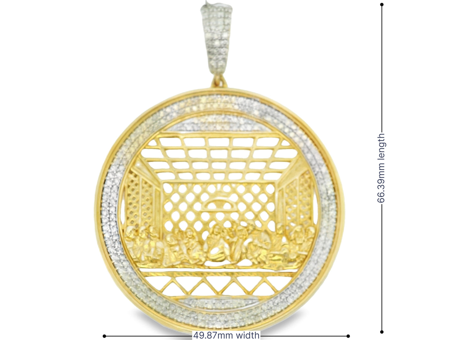 10K YELLOW GOLD DIAMOND LAST SUPPER CHARM 3.15CTW FAMILY