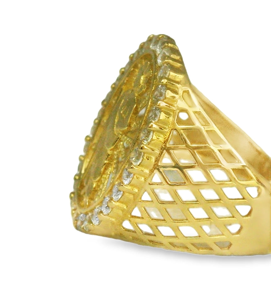 14K YELLOW GOLD ST. JUDE RING CZ SIZE 11