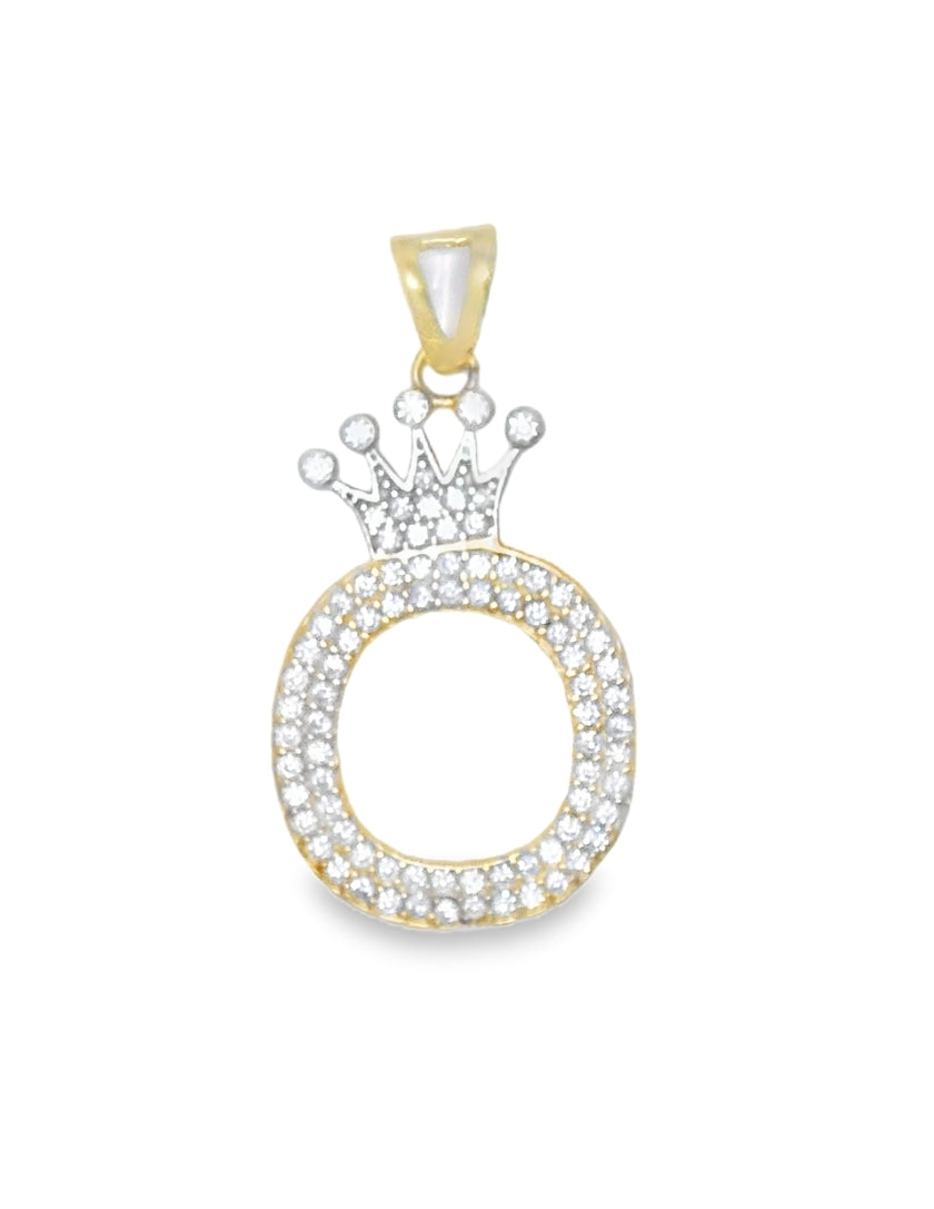 14K YELLOW GOLD O LETTER CHARM CZ 32.53MM FROM BALE 16.70MM WIDTH