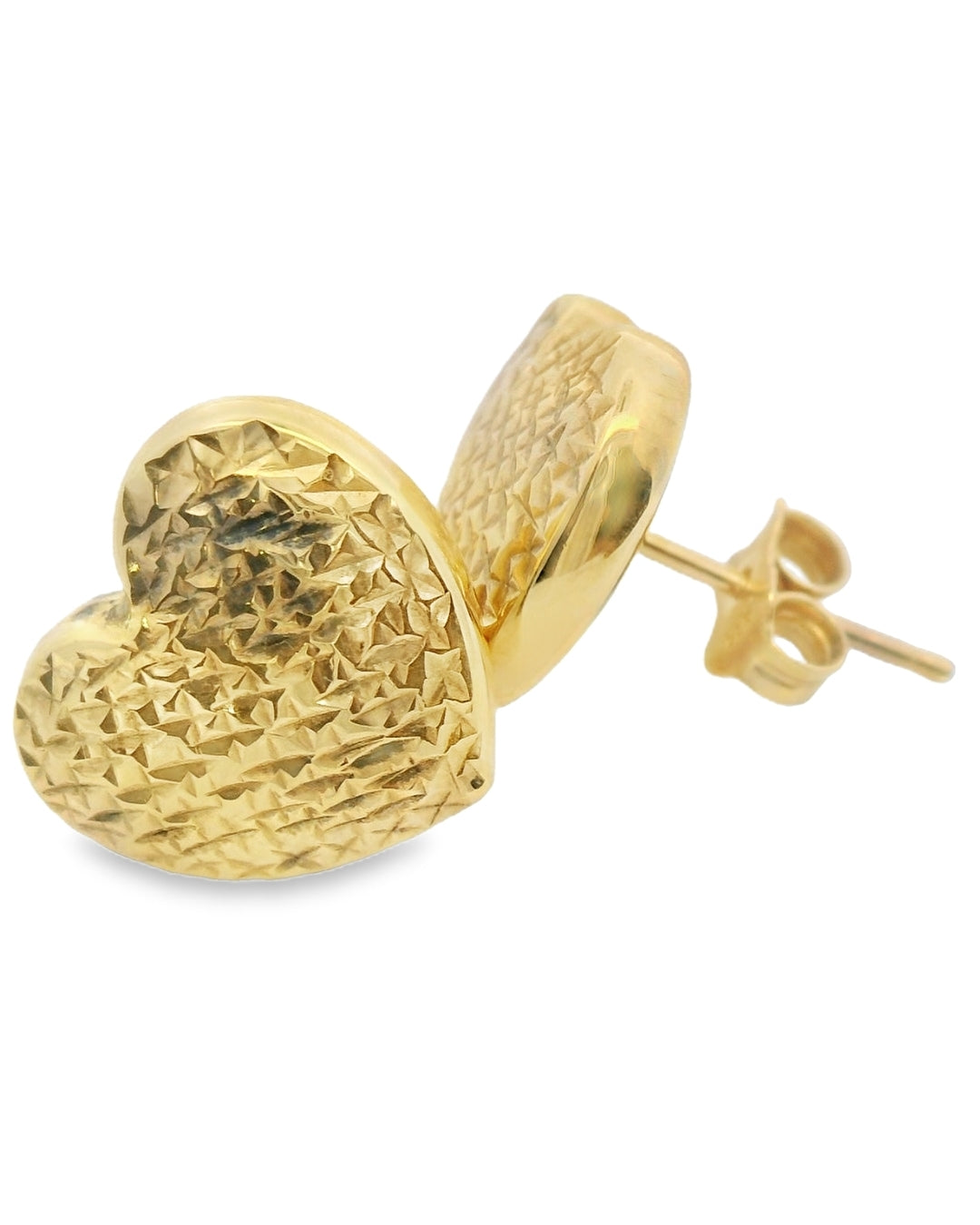 14K YELLOW GOLD HEART STUDS