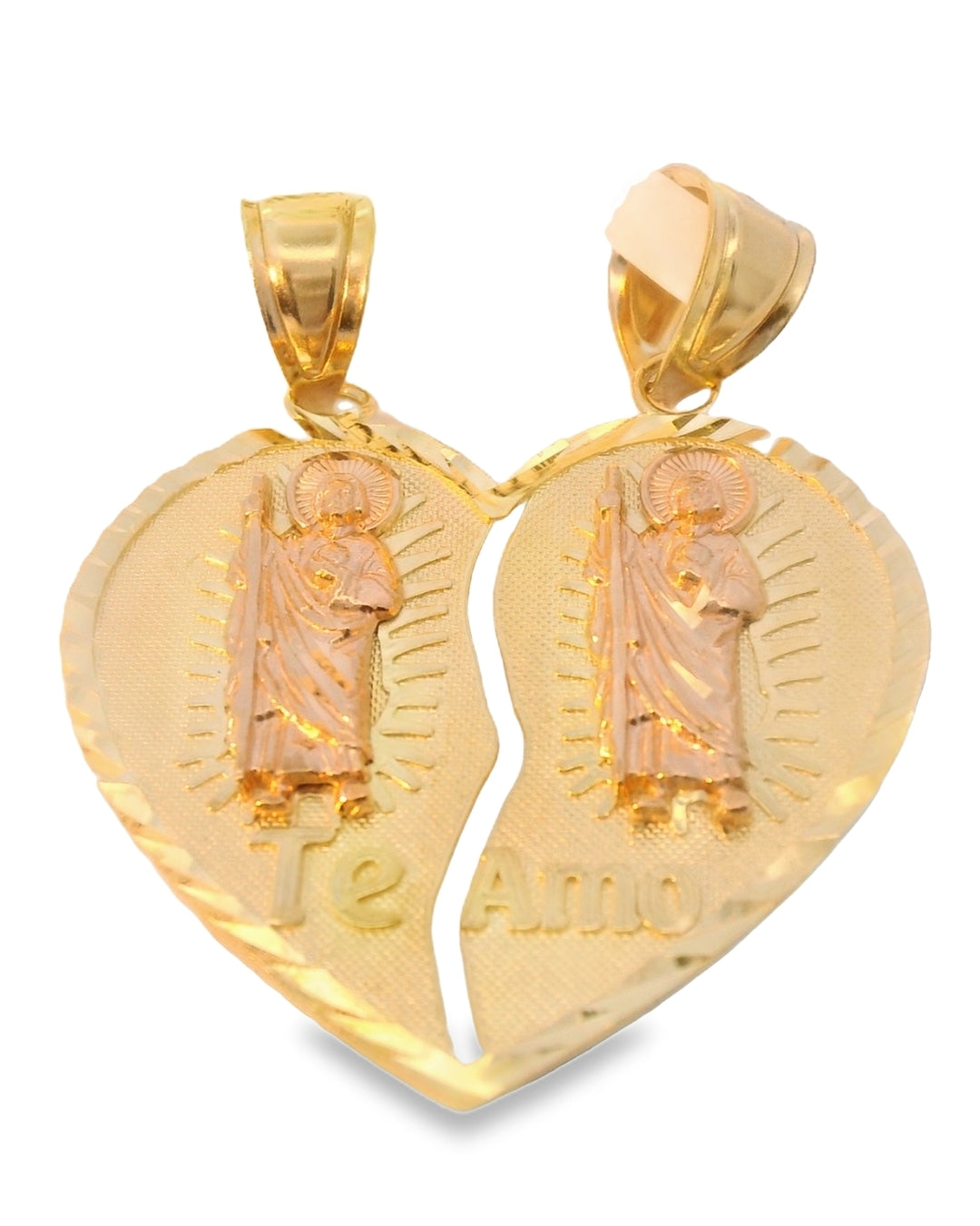 14K YELLOW/PINK GOLD SOLID TE AMO ST. JUDE BREAKABLE PENDANT