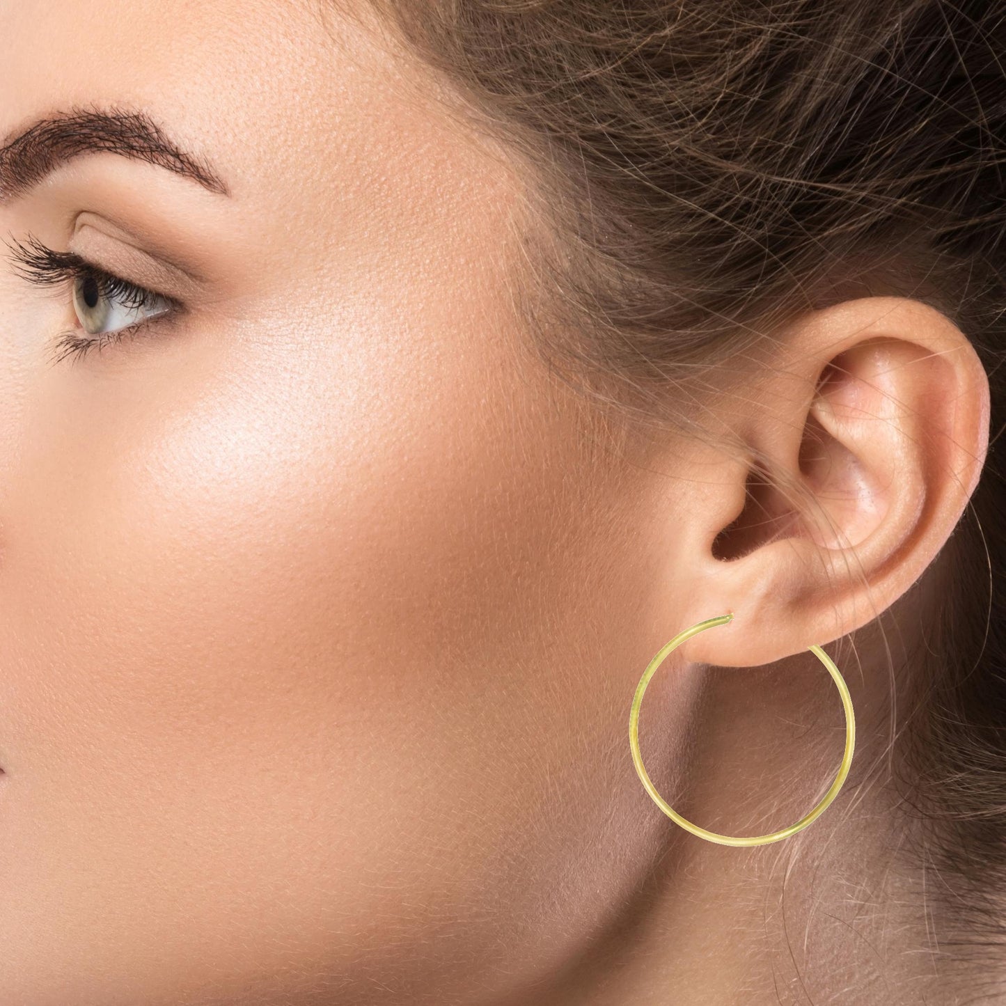 14K YELLOW GOLD GREEK KEY HIGH POLISH HOOPS 66.22MM LENGTH 60.80MM WIDTH