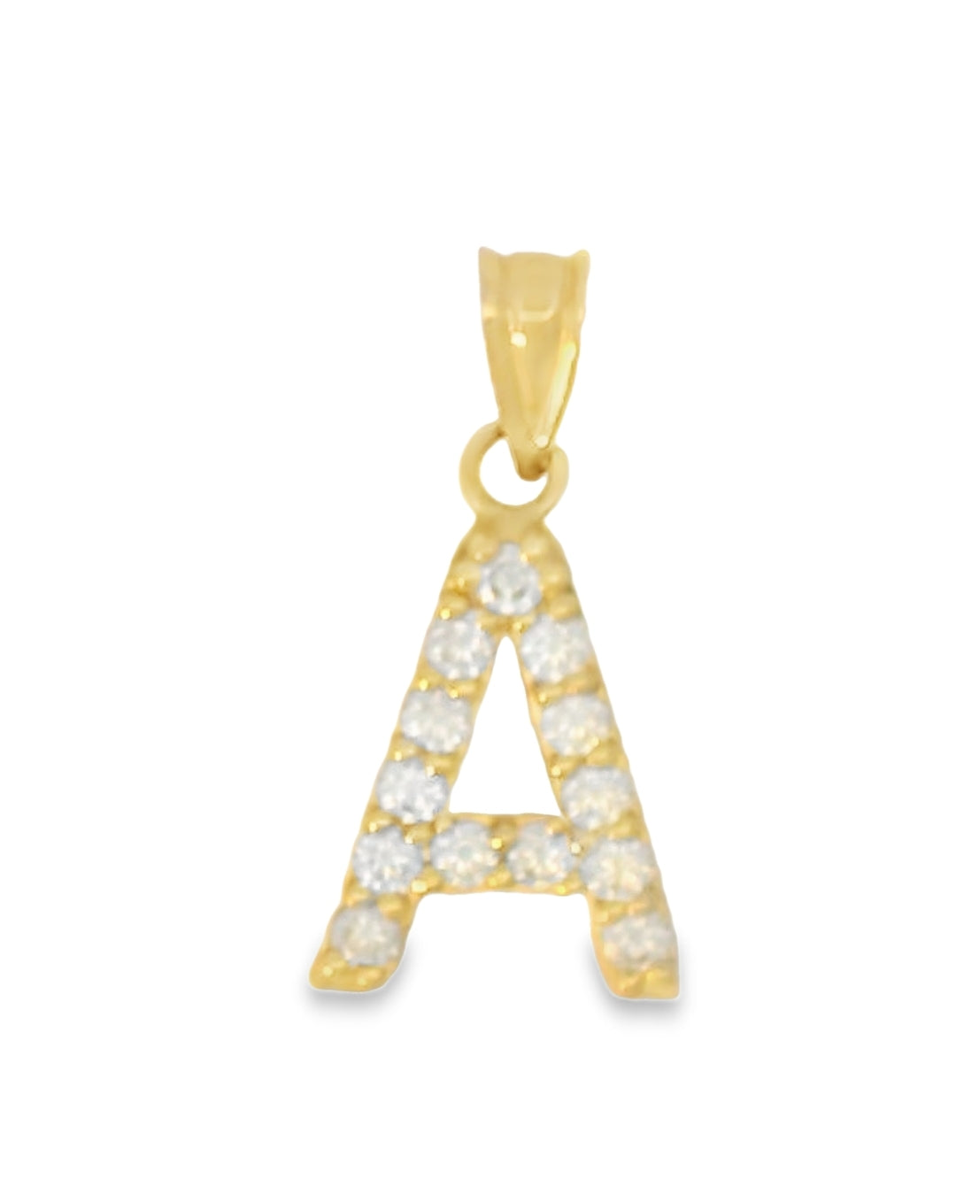 14K YELLOW GOLD LETTER A 0.40CTW VVS D-F COLOR 21.47MM LENGTH FROM BALE 10.19MM WIDTH
