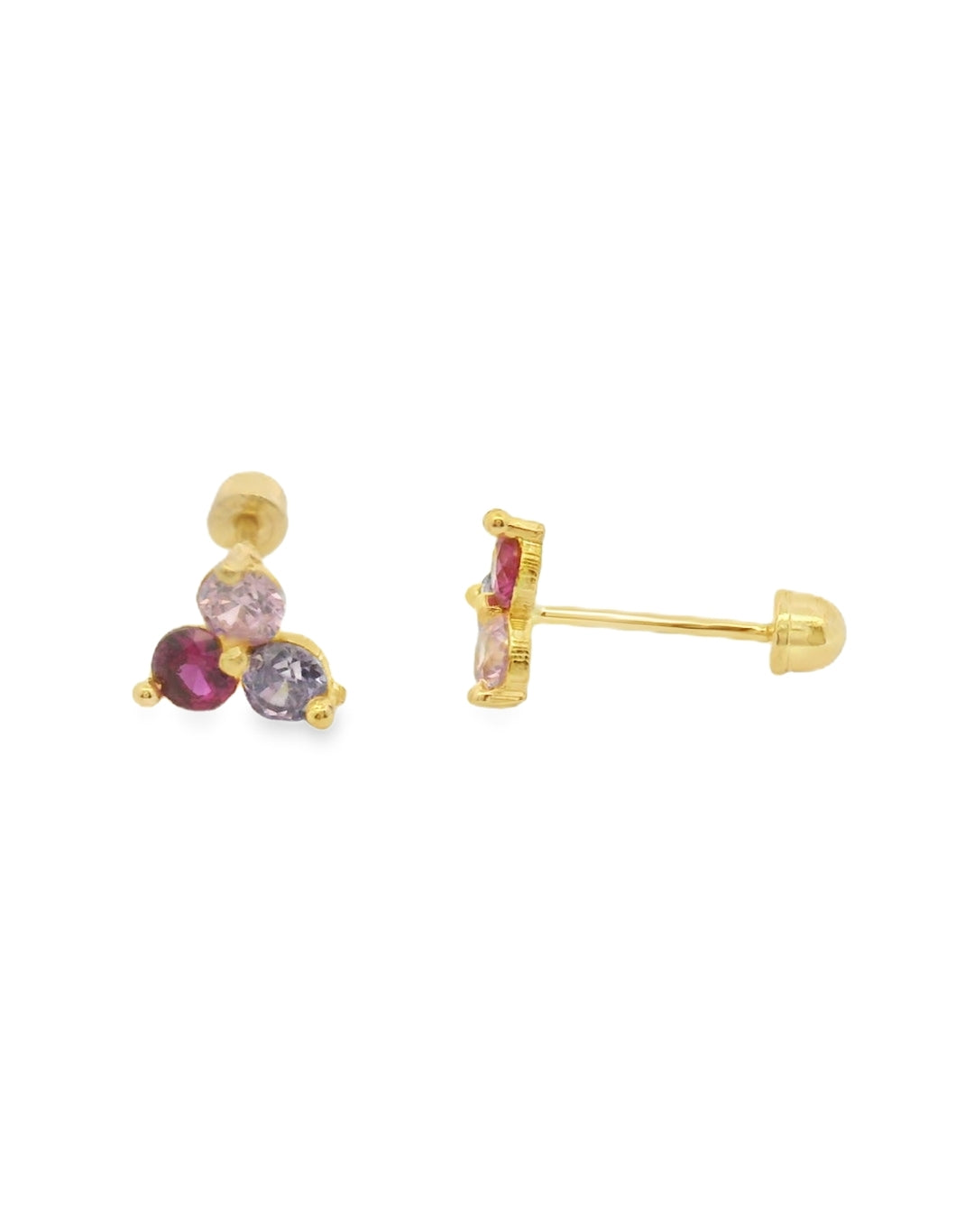14K YELLOW GOLD MULTI COLOR CZ STUD EARRINGS