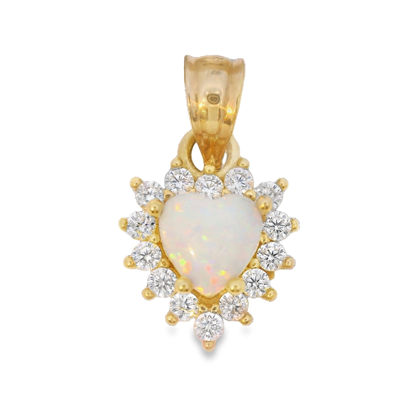 14K YELLOW GOLD HEART PEARL CZ PENDANT