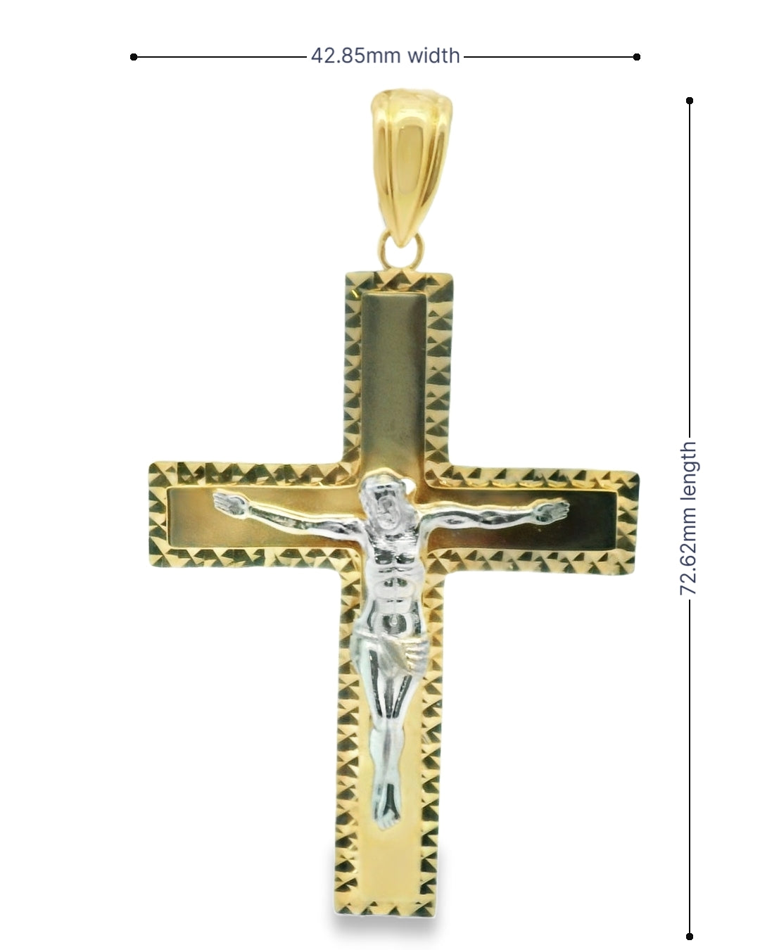 14K TWO TONE JESUS CHRIST CROSS FAMILY