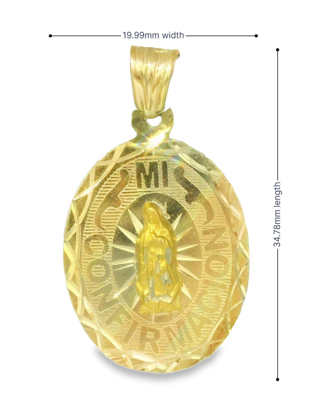 14K TRI COLOR VIRGEN MARY MI CONFIRMACION CHARM FAMILY 3.1G