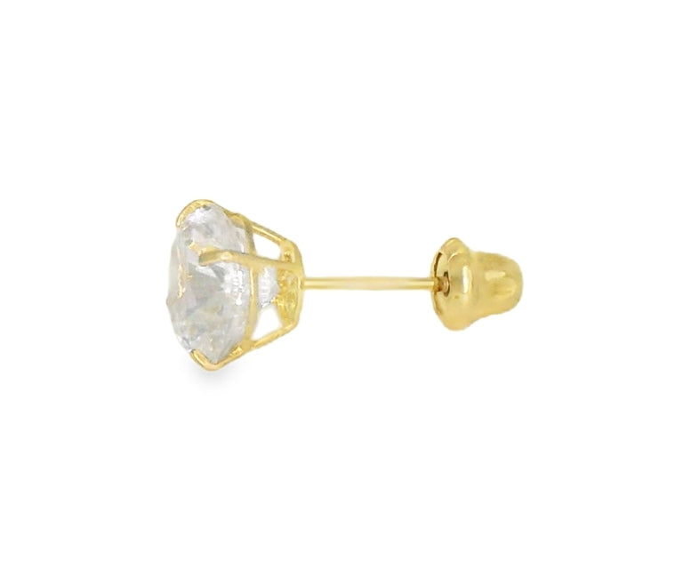14K YELLOW GOLD ROUND STUDS CZ 7MM