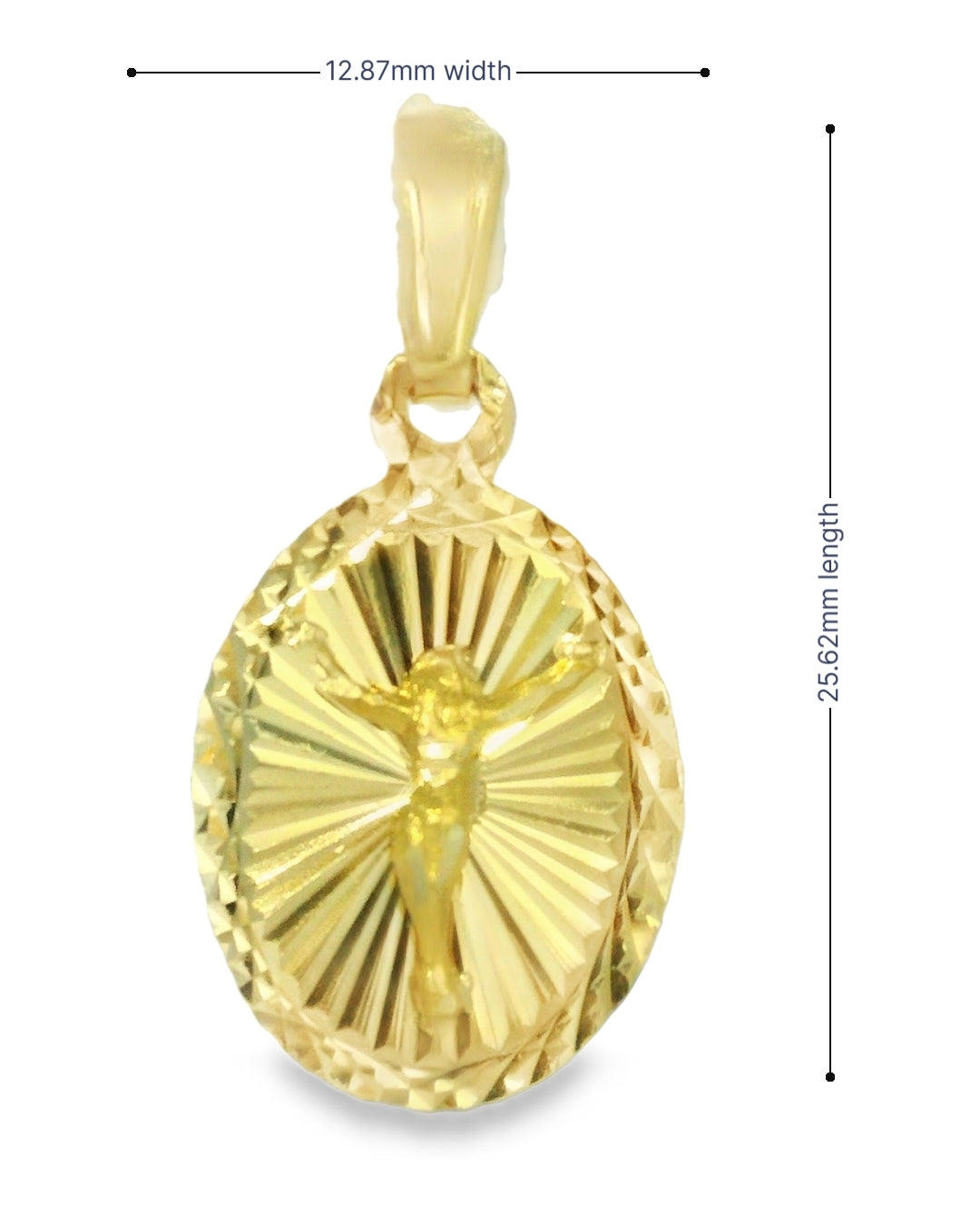 14K TRI COLOR GOLD DOUBLE SIDED JESUS/VIRGEN MARY OVAL CHARM FAMILY