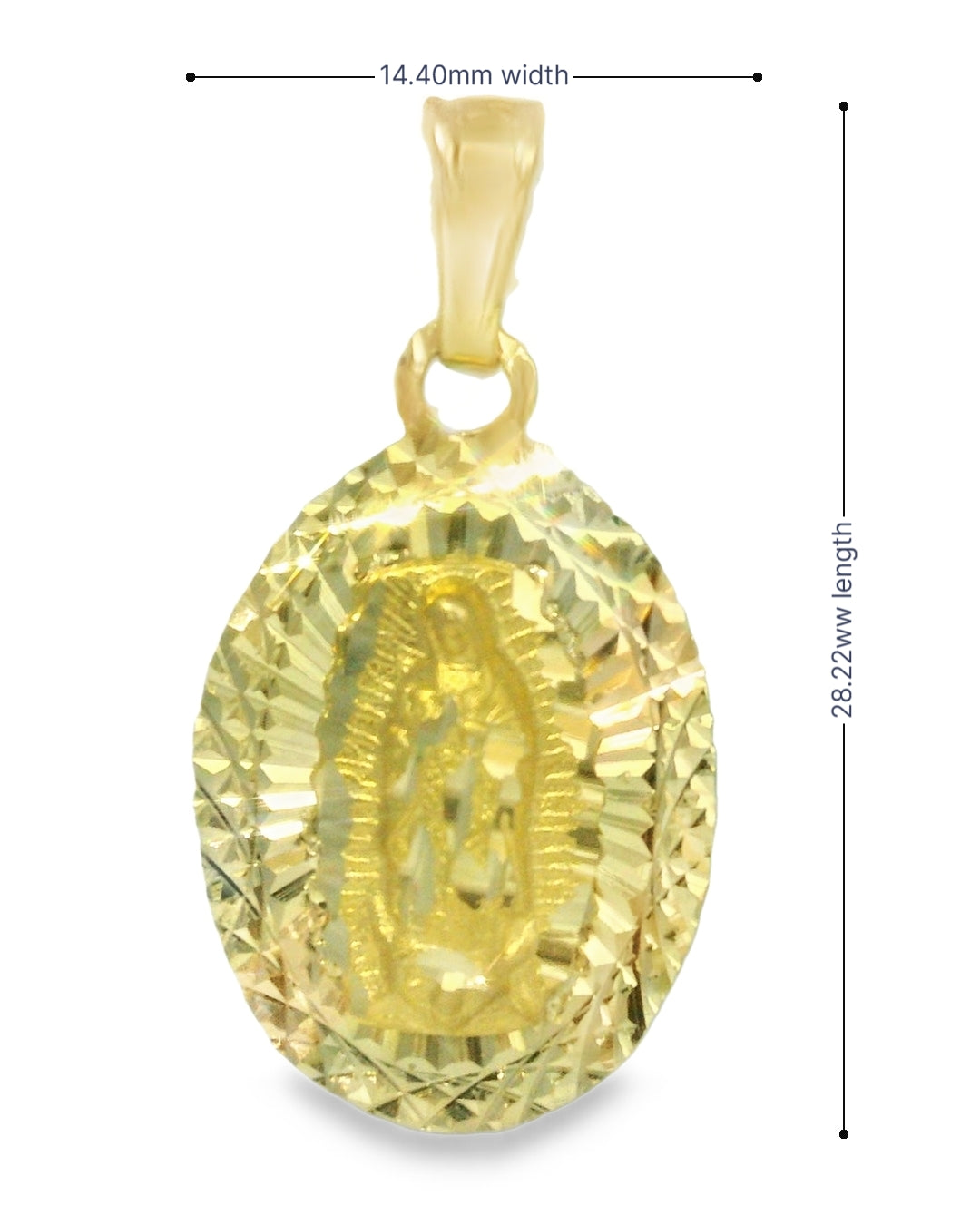 14K TRI COLOR GOLD VIRGEN MARY OVAL CHARM FAMILY