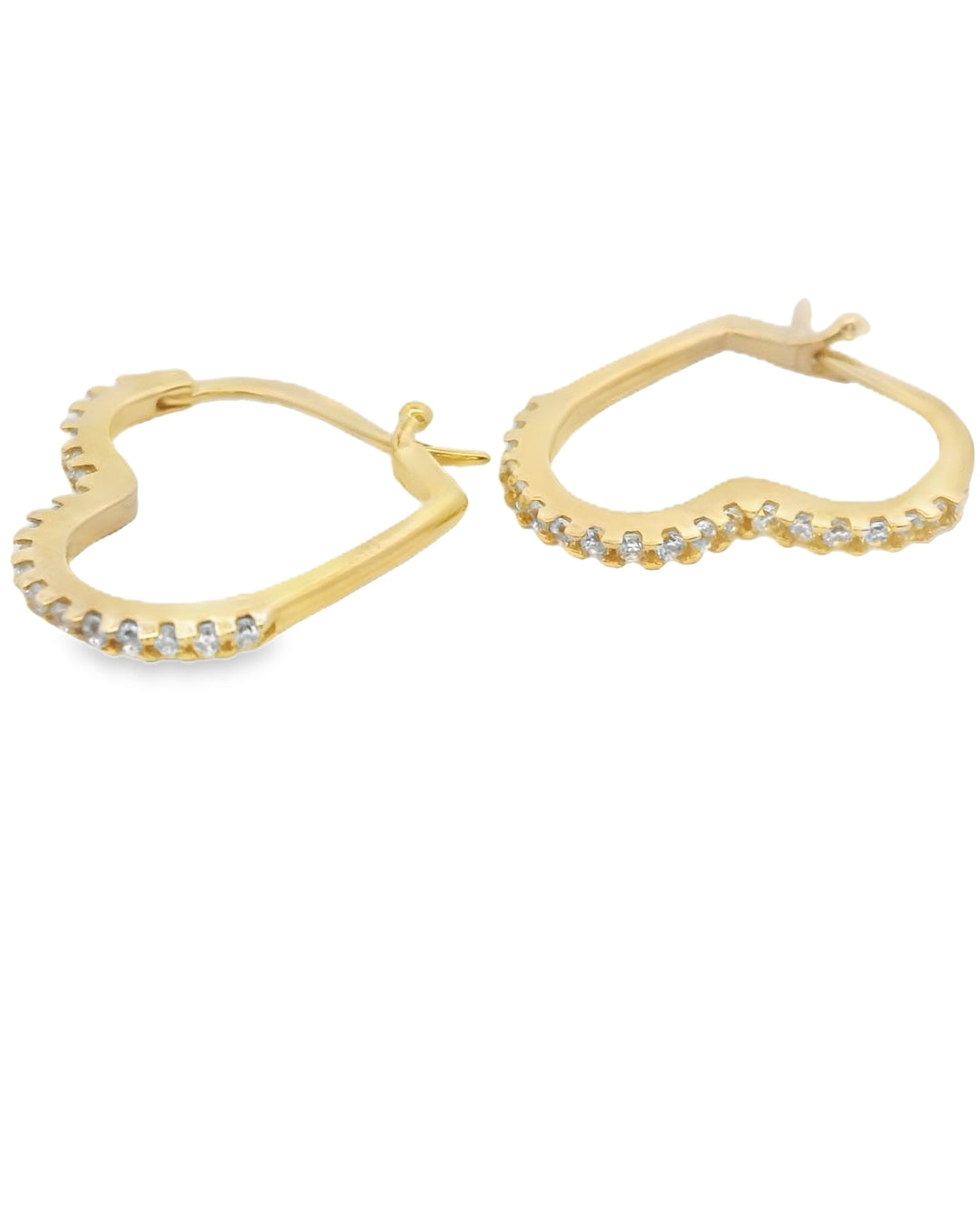 14K YELLOW GOLD HEART CZ EARRINGS