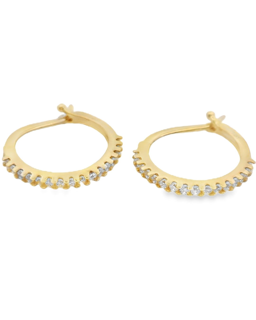 14K YELLOW GOLD HOOPS CZ