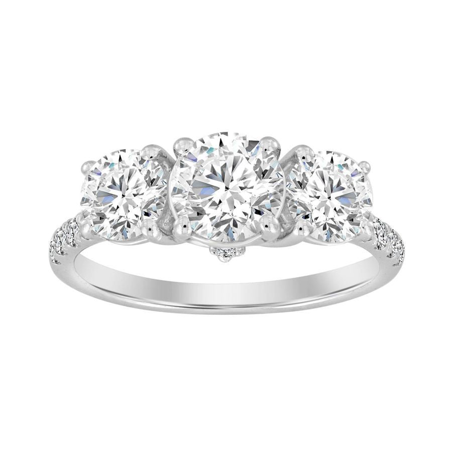 14K WHITE GOLD 2.20CTW ROUND LAB GROWN DIAMONDS 1CT. ROUND CENTER