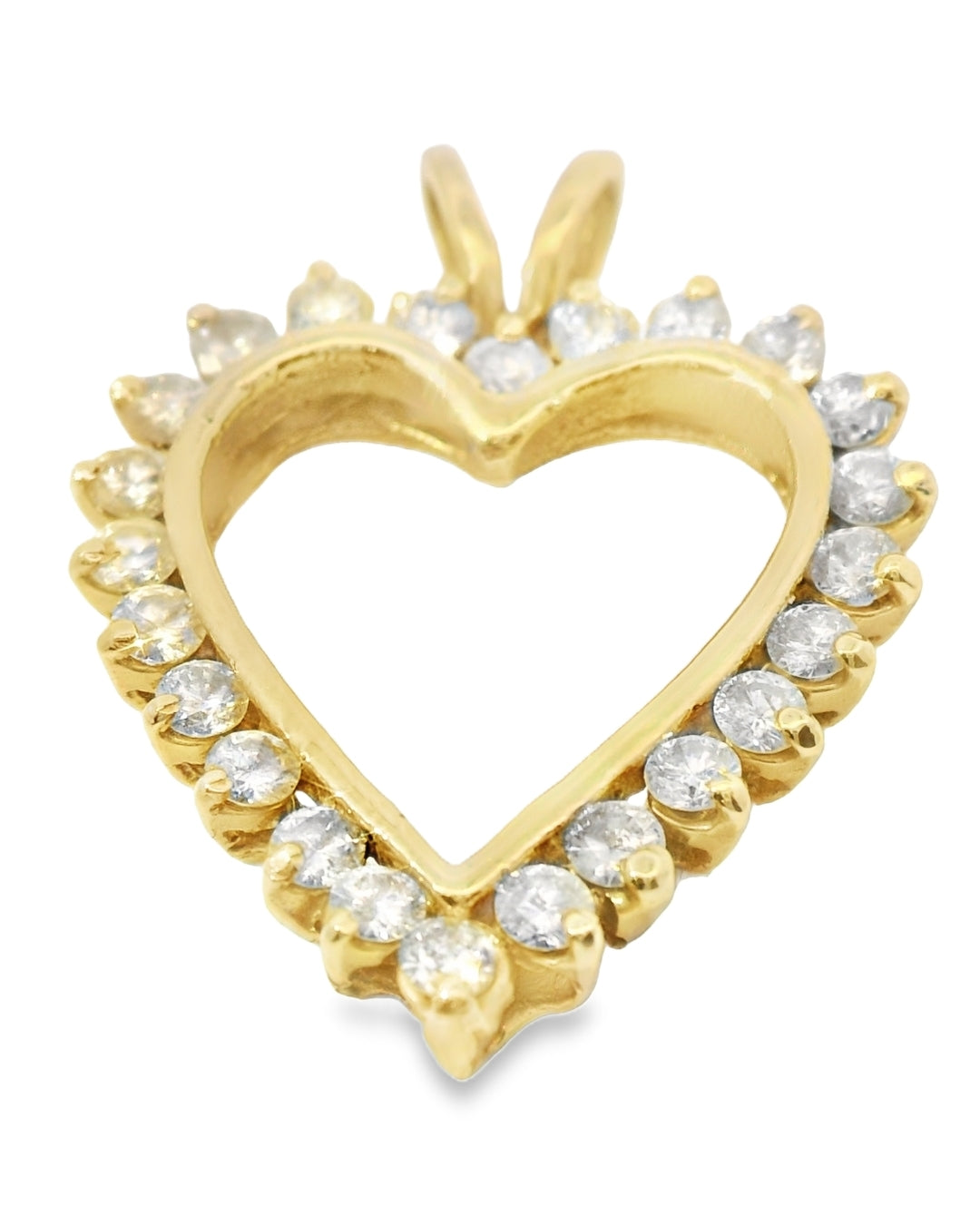 14K YELLOW GOLD DIAMOND ROUND HEART PENDANT