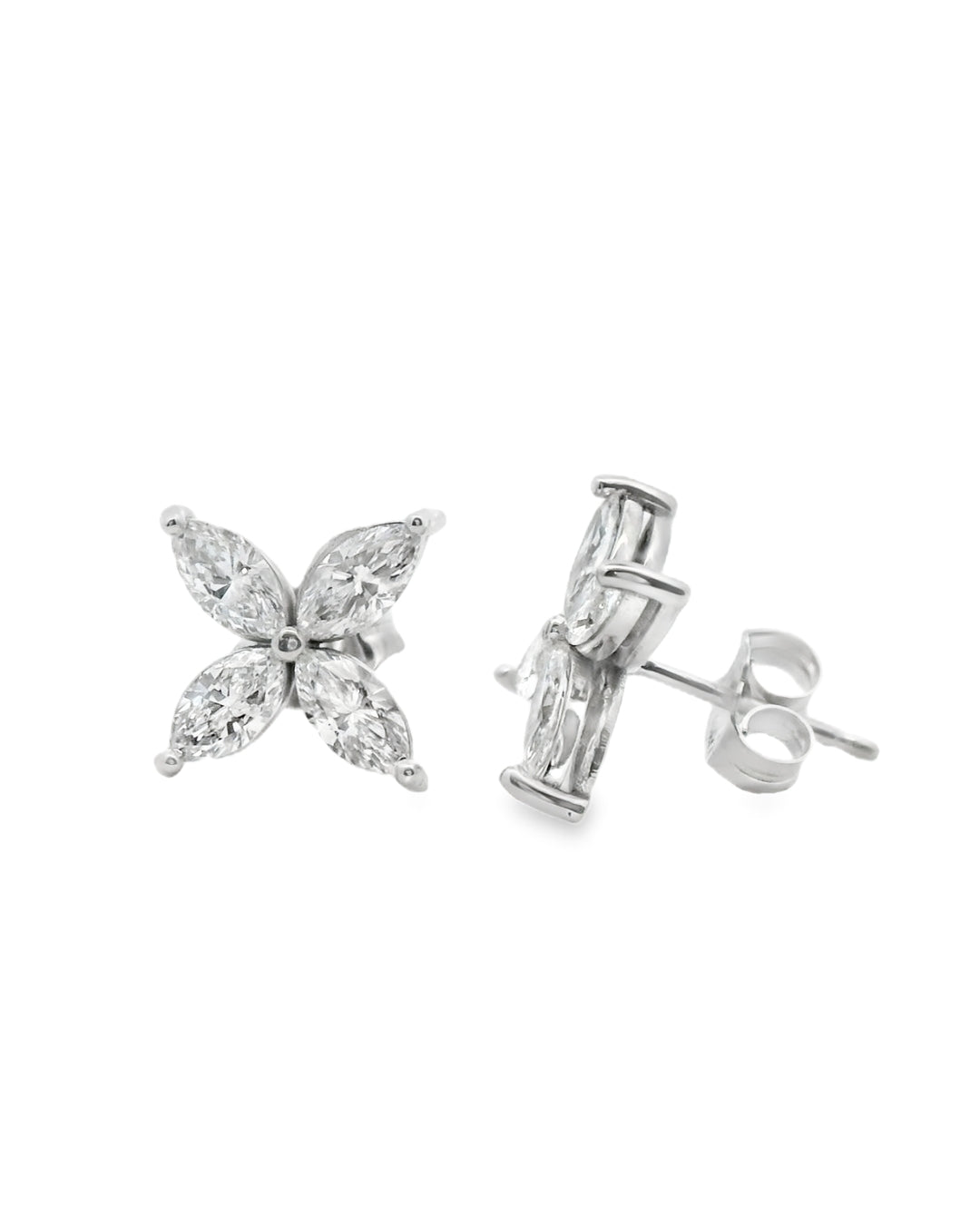 14K WHITE GOLD MARQUISE LAB GROWN DIAMOND STUD EARRINGS CTW 1.21
