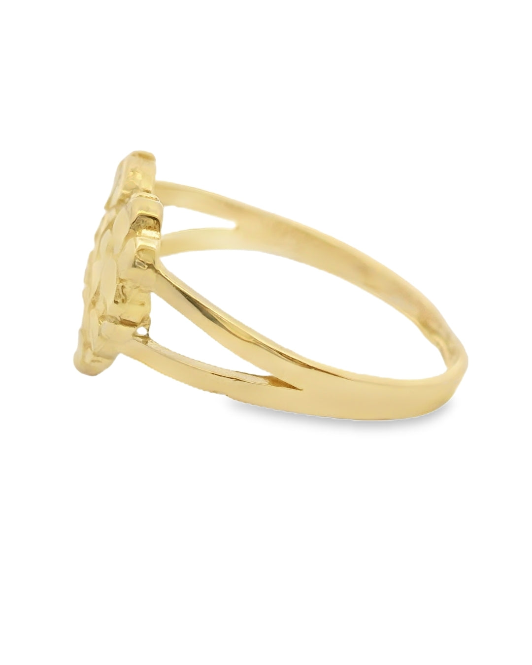 14K YELLOW GOLD HEART NUGGET RING SIZE 8 1/2