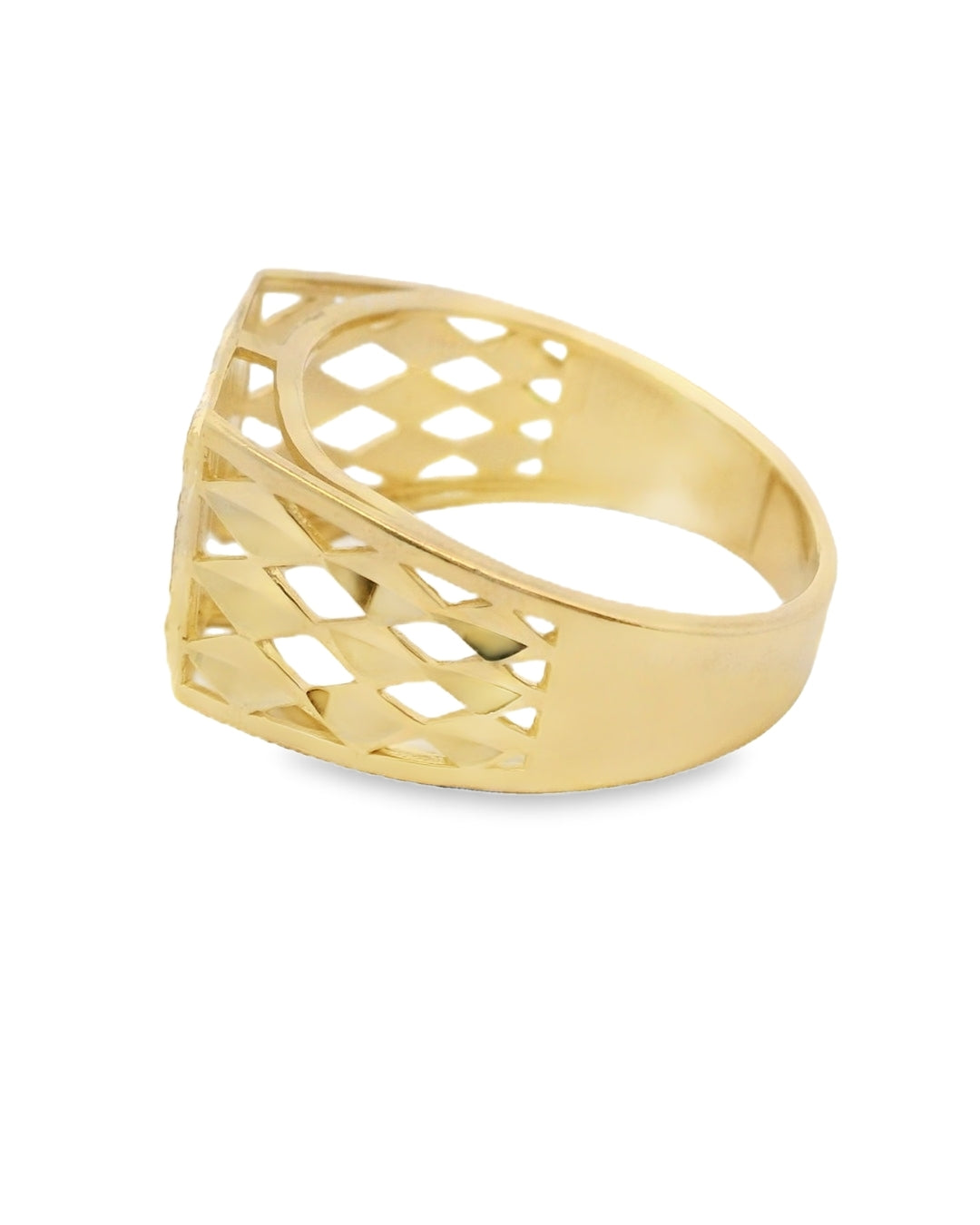 14K YELLOW GOLD SOLID INITIAL M RING SIZE 9 1/4