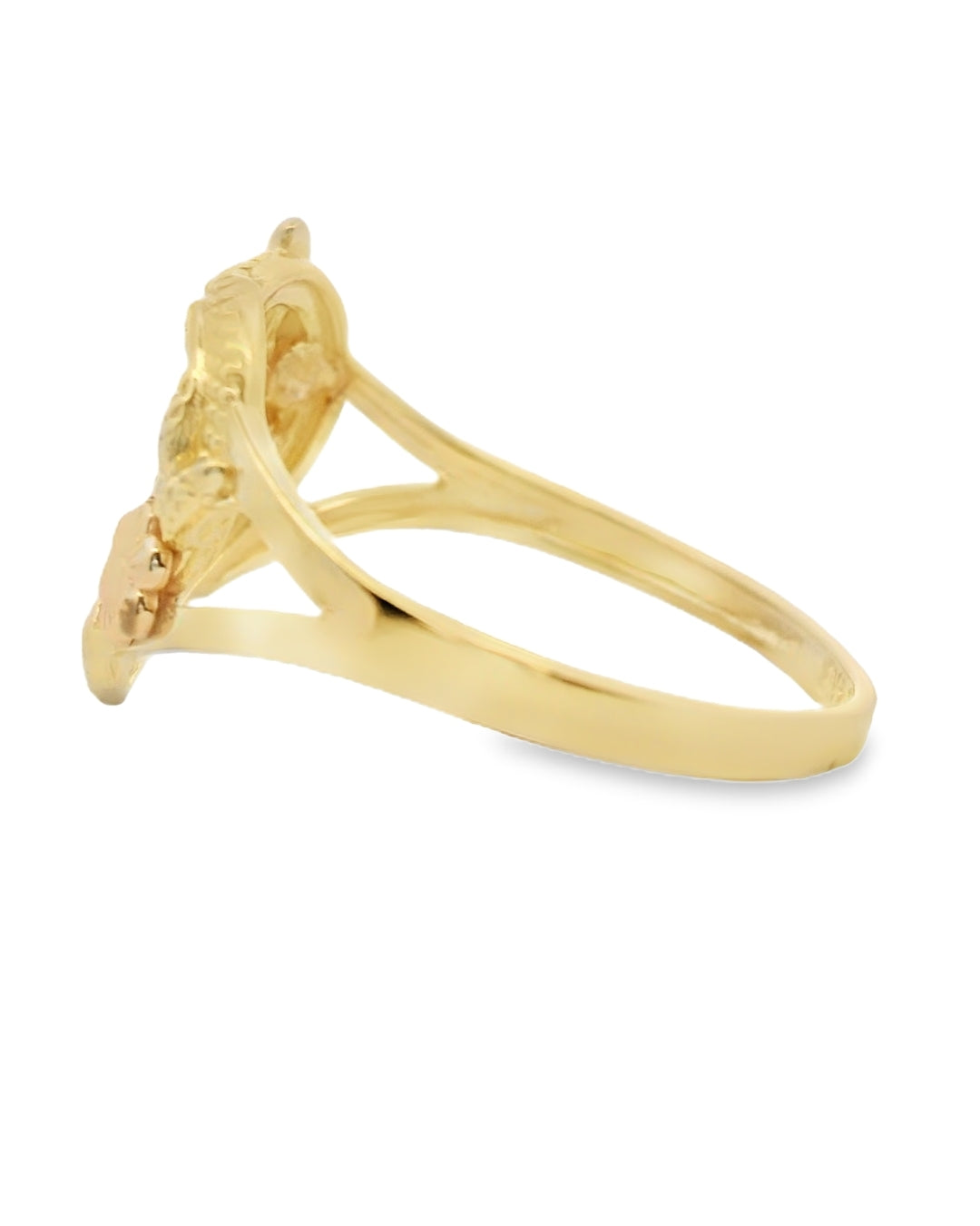 14K YELLOW AND PINK GOLD HEART INITIAL M RING SIZE 8