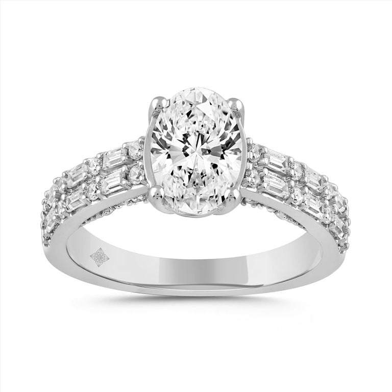 14K WHITE GOLD ROUND/OVAL LAB GROWN DIAMOND ENGAGEMENT RING SIZE 6 3/4