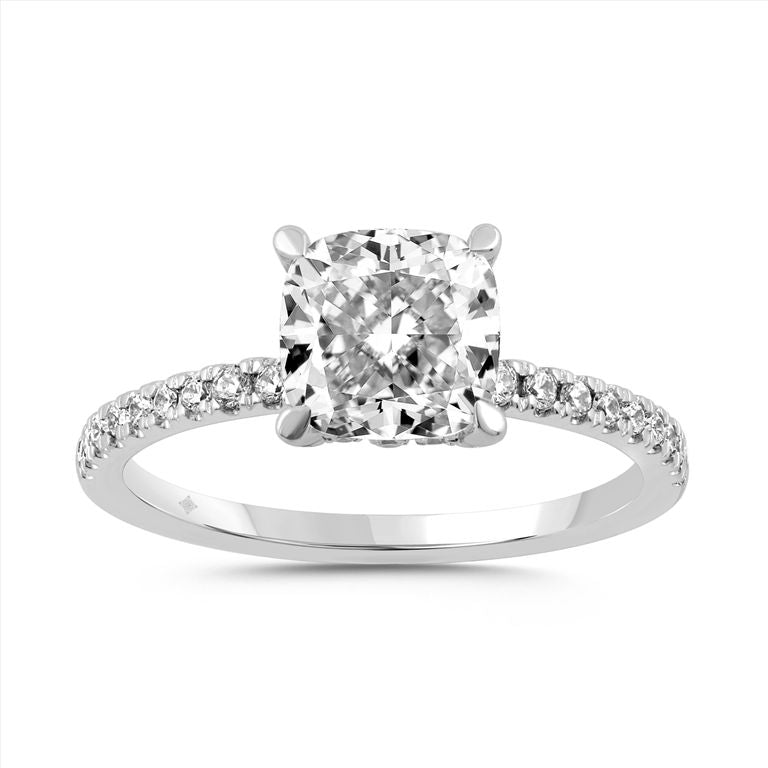 14K WHITE GOLD ROUND/CUSHION LAB GROWN DIAMOND 2.25CTW SIZE 6 3/4