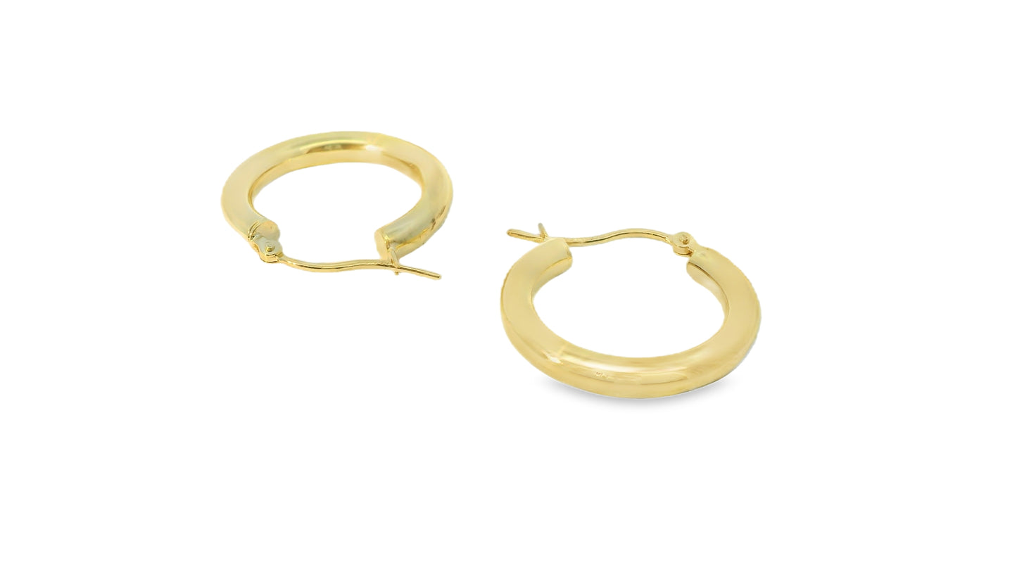 14K YELLOW GOLD POLISHED HOOPS 3MM UNISEX