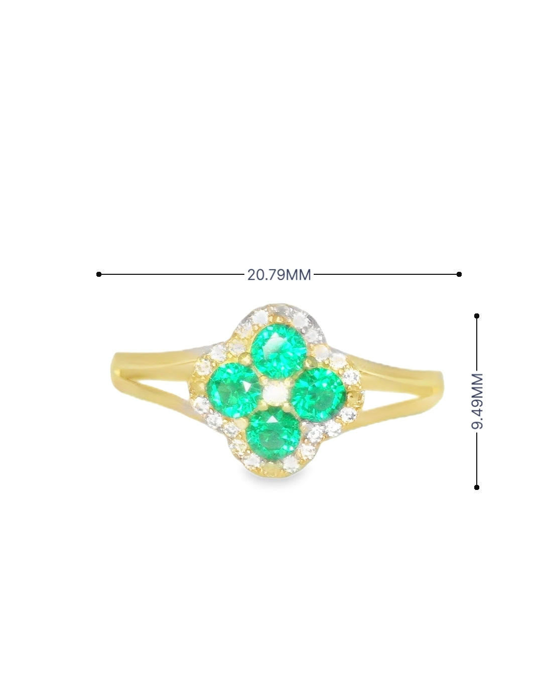 14K YELLOW GOLD RING SIZE 8 1/2 GREEN CZ 1.8G