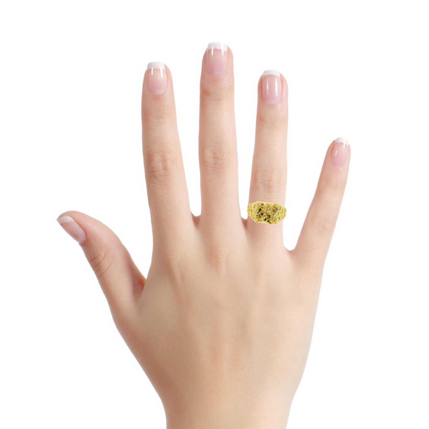 14K YELLOW GOLD SOLID NUGGET RING SIZE 6 1/2 3.2G