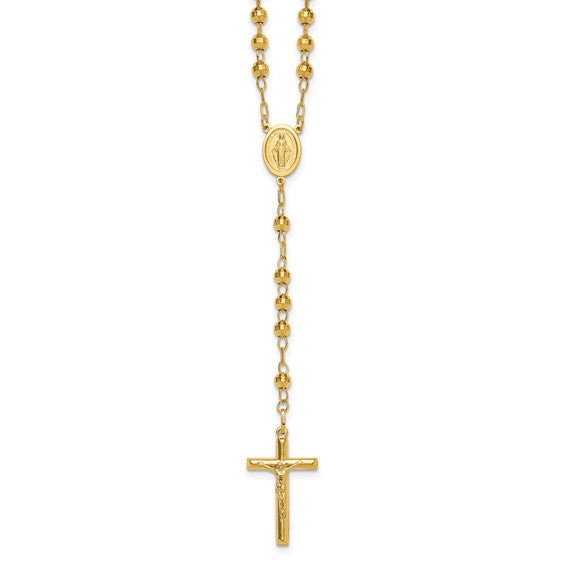 14K YELLOW GOLD ROSARY NECKLACE 3.75MM