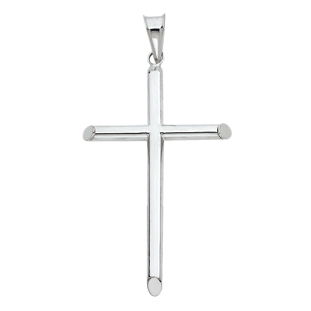 14K WHITE GOLD HOLLOW CROSS PENDANT