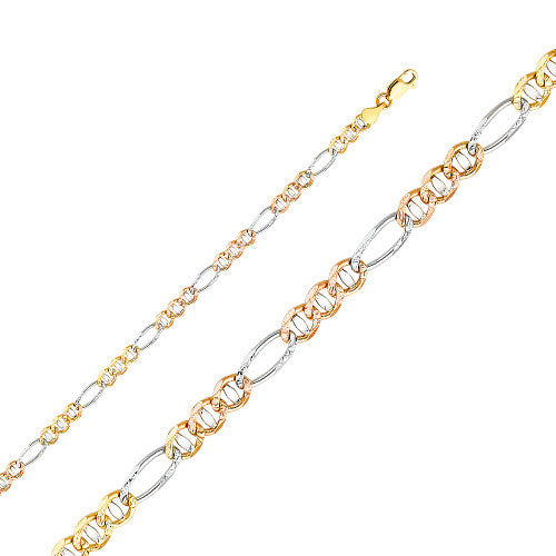 14K TRI COLOR GOLD MARINER CHAIN 2.78MM 22" LENGTH