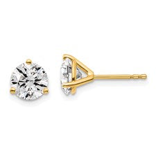 14K YELLOW GOLD 2.02CTW LAB GROWN DIAMOND THREE PRONG STUDS