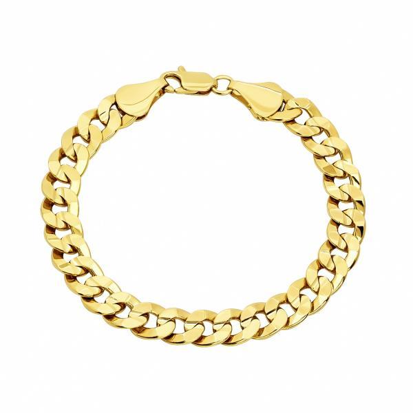 14K YELLOW GOLD SOLID CONCAVE CUBAN BRACELET 4.63MM WIDTH 8" LENGTH
