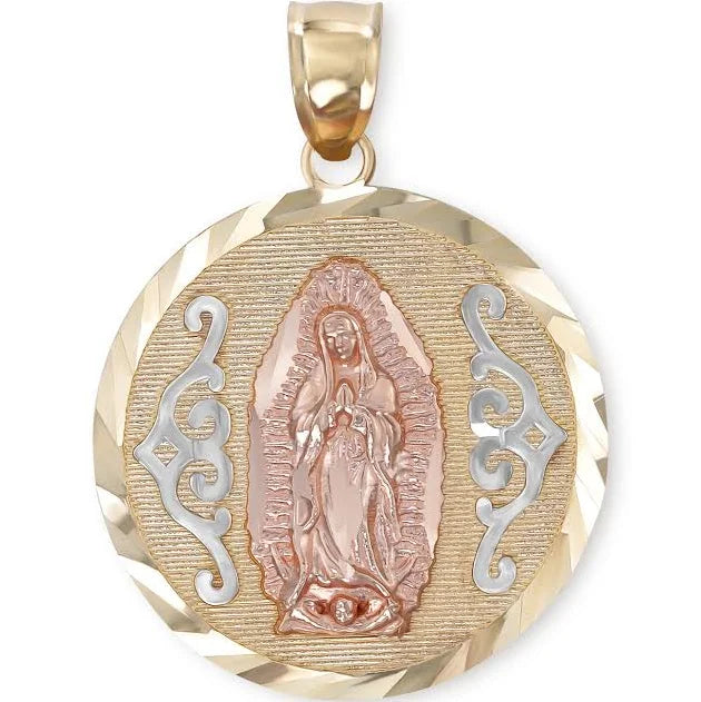 14K TRI COLOR GOLD VIRGEN MARY CHARM 18.24MM LENGTH FROM BALE 13MM WIDTH