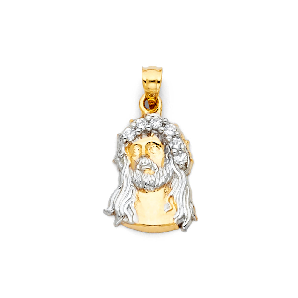 14K TWO TONE GOLD JESUS CHARM 18.00MM LENGTH FROM BALE 7.58MM WIDTH