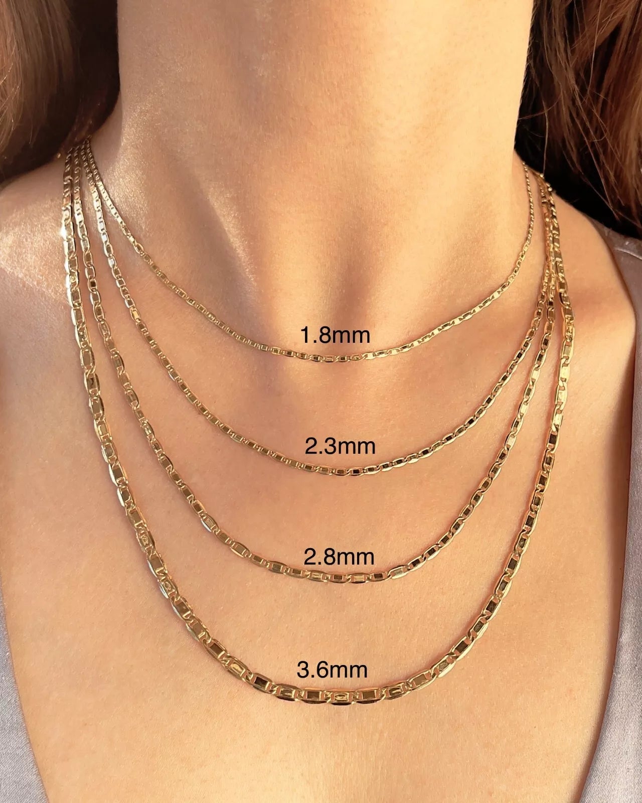 14K SOLID TRI COLOR GOLD VALENTINO CHAIN 2.28MM