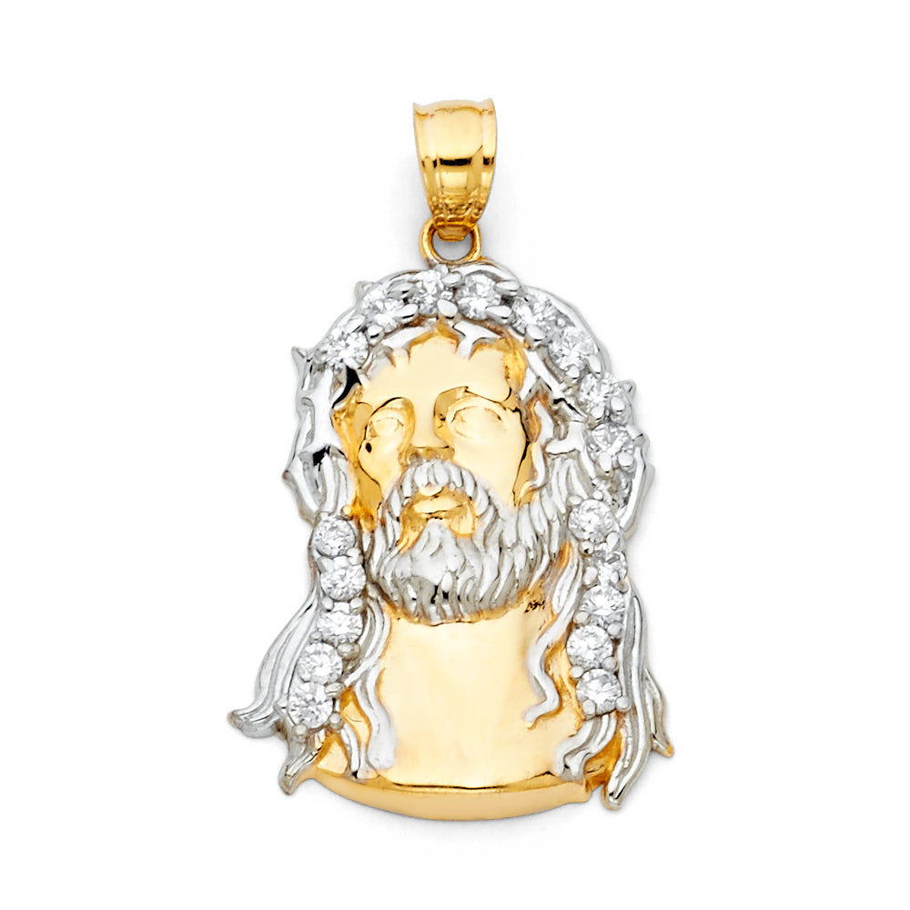 14K TWO TONE GOLD JESUS CHARM 31.82MM LENGTH FROM BALE 16.07MM WIDTH