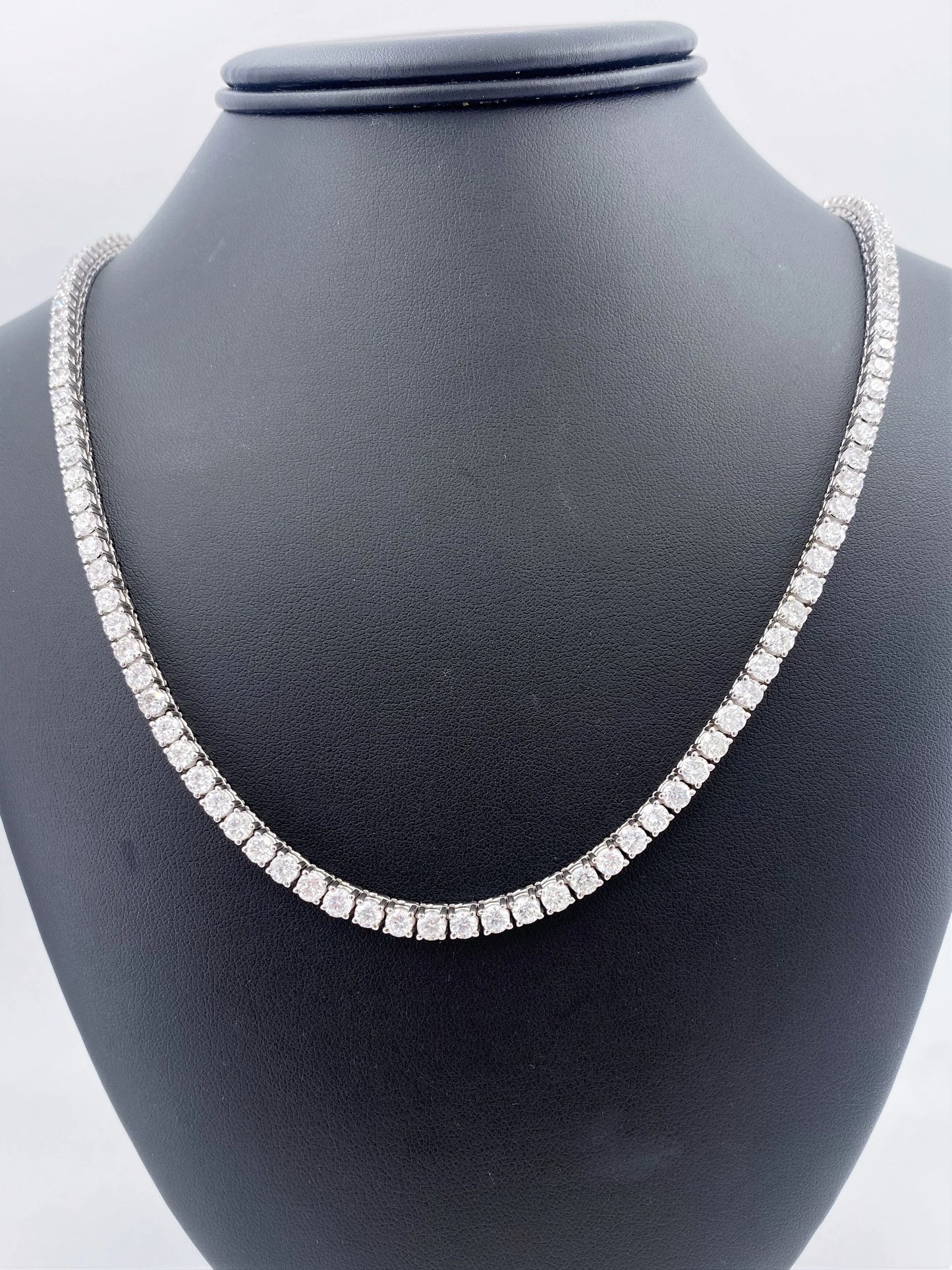 14K WHITE GOLD TENNIS NECKLACE ROUND DIAMOND LAB GROWN 17" 17.95CTW
