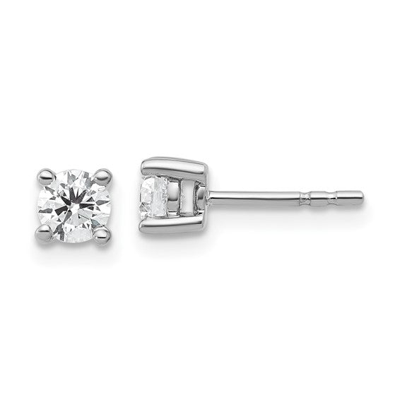 14K WHITE GOLD FOUR PRONG LAB GROWN DIAMOND ROUND 0.53CTW VS STUDS EARRINGS