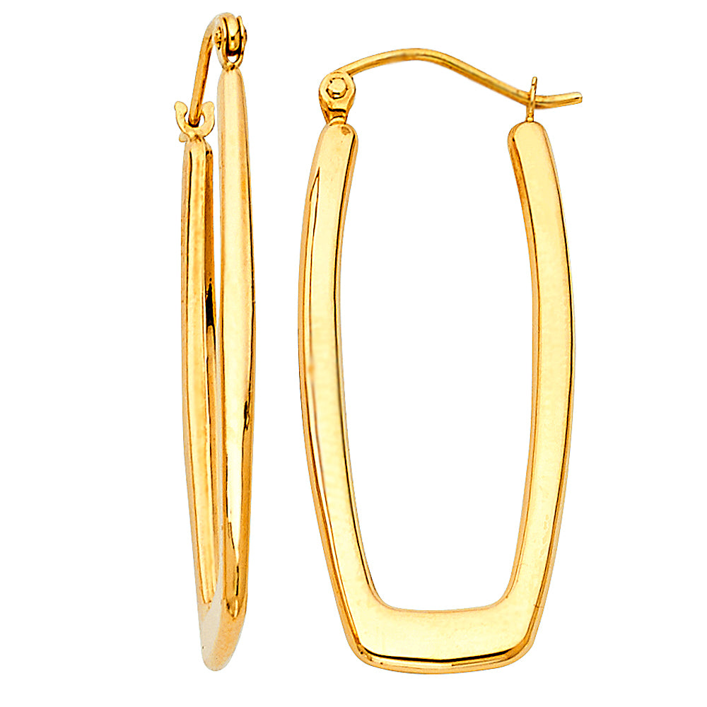 14K YELLOW GOLD RECTANGLE HOLLOW EARRINGS 36.50MM LENGTH 2.03MM THICK