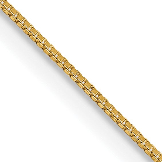 14K YELLOW GOLD SOLID BOX CHAIN 0.98MM 20" Length