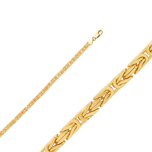 14K YELLOW GOLD SOLID BYZANTINE BRACELET 3.07MM 8" LENGTH