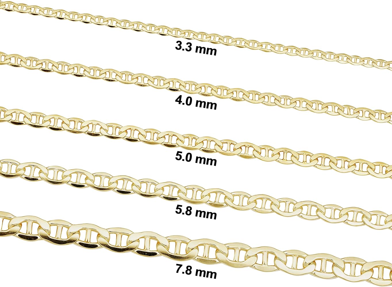 14K YELLOW GOLD SOLID MARINER CHAIN 2.87MM 20" LENGTH