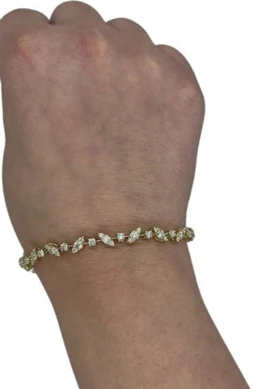 14K WHITE GOLD LAB GROWN DIAMOND MARQUISE ILLUSION TENNIS BRACELET 7 1/4" 3.54CTW