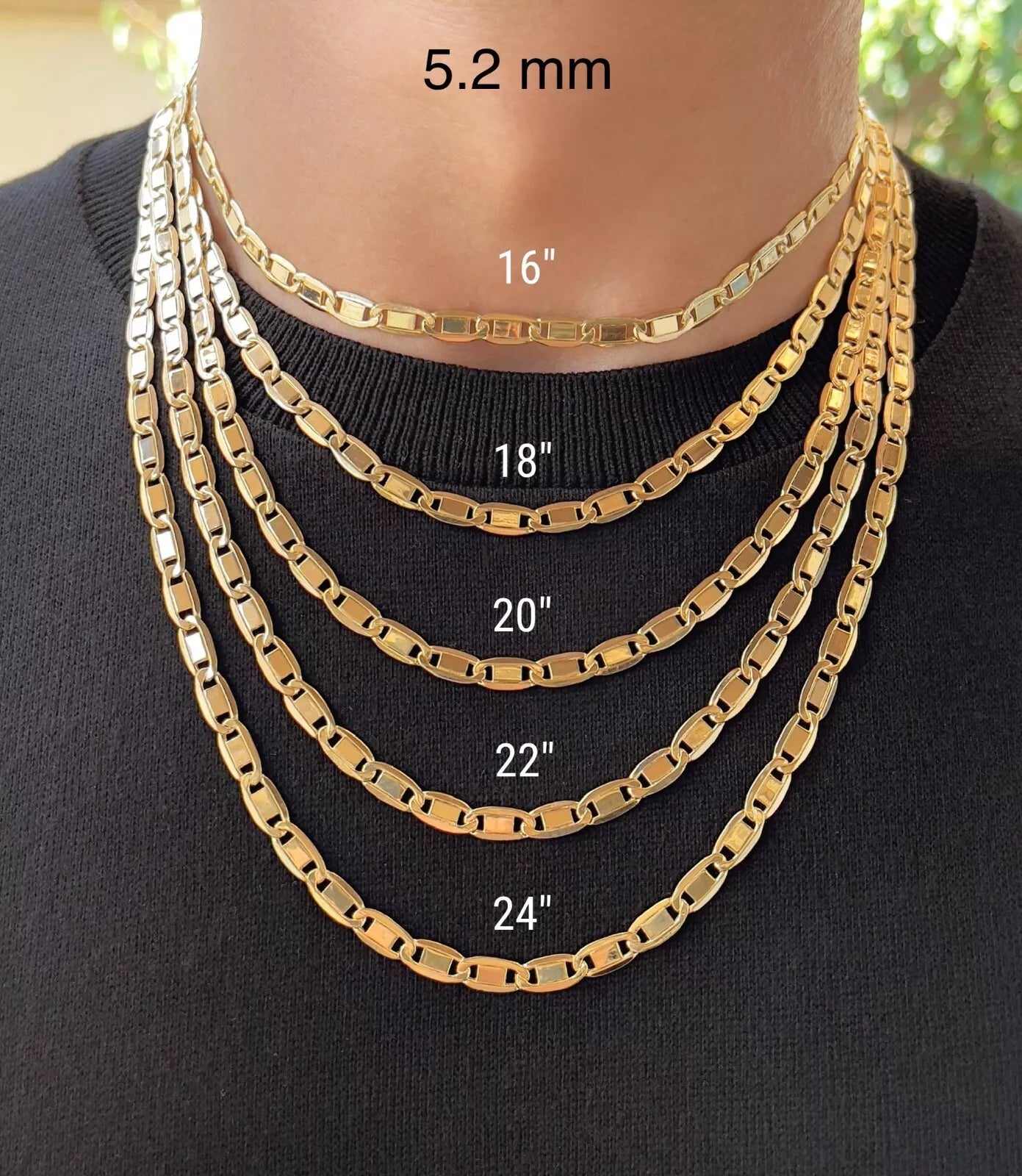 14K TWO TONE GOLD SOLID VALENTINO CHAIN 2.29MM 20" LENGTH